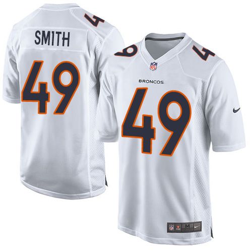 Nike Broncos #49 Dennis Smith White Men's Stitched NFL Game Event Jersey - Click Image to Close